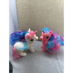 My Little Pony Lot of 2 Unicorns Pink White Blue Purple Hair Wings Funko Style